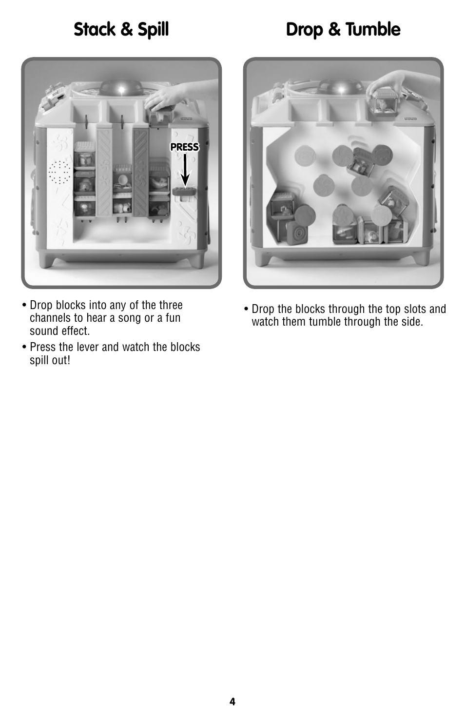 Stack & spill drop & tumble | Fisher-Price C5523 User Manual | Page 4 / 6