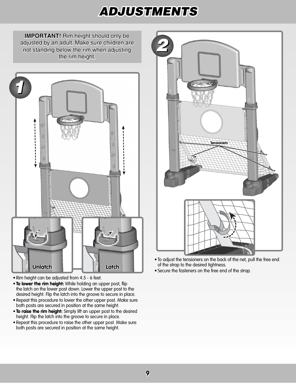 Adjustments | Fisher-Price M5726 User Manual | Page 9 / 12