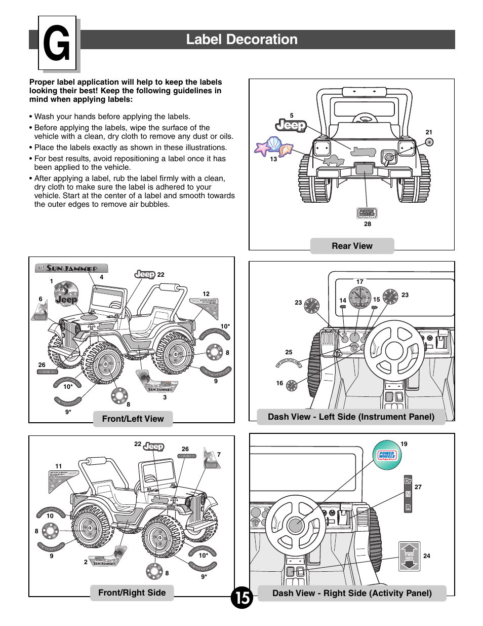 Label decoration | Fisher-Price 74765 User Manual | Page 15 / 28
