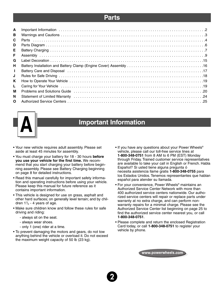 Important information, Parts | Fisher-Price 74765 User Manual | Page 2 / 28