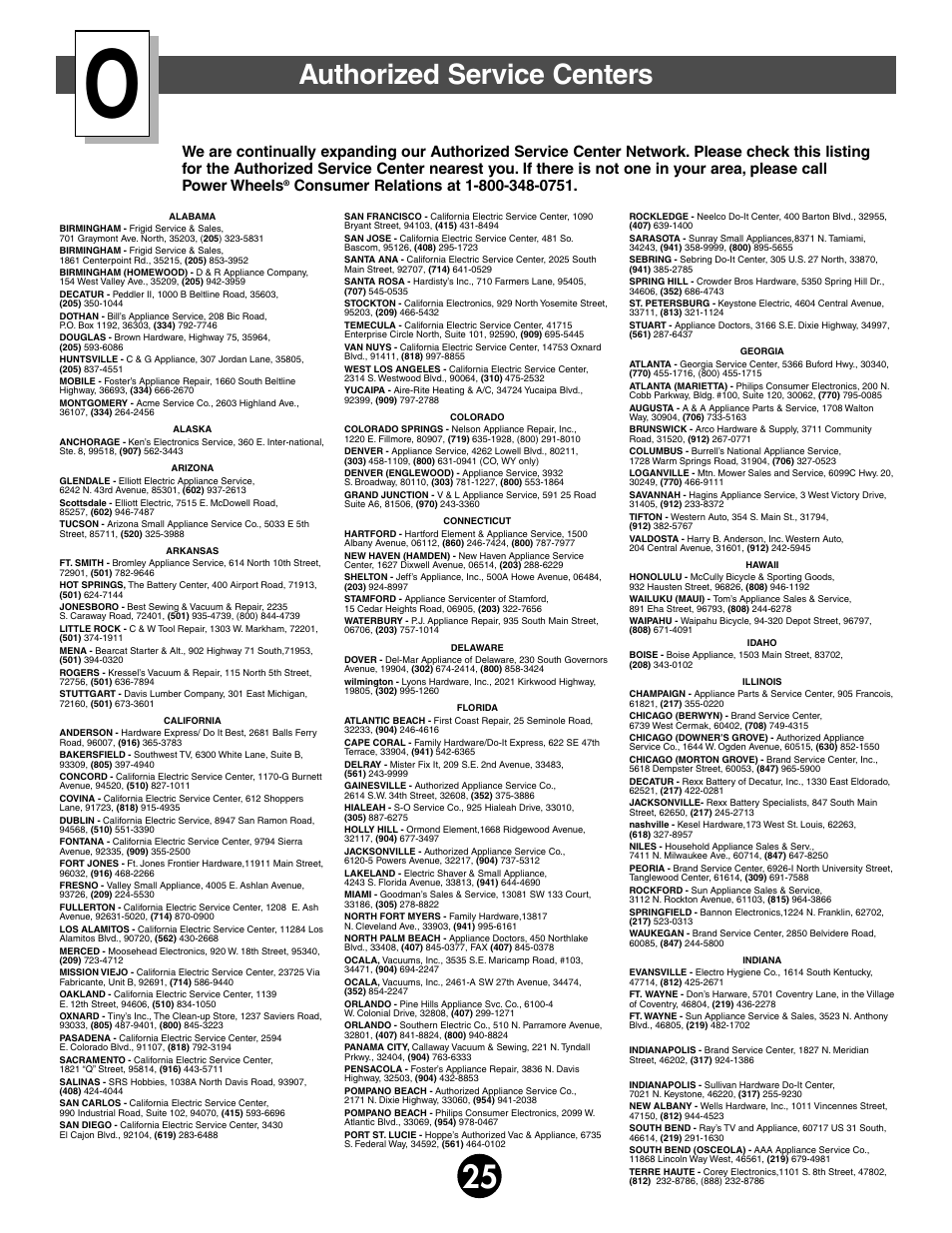 Authorized service centers | Fisher-Price 74765 User Manual | Page 25 / 28