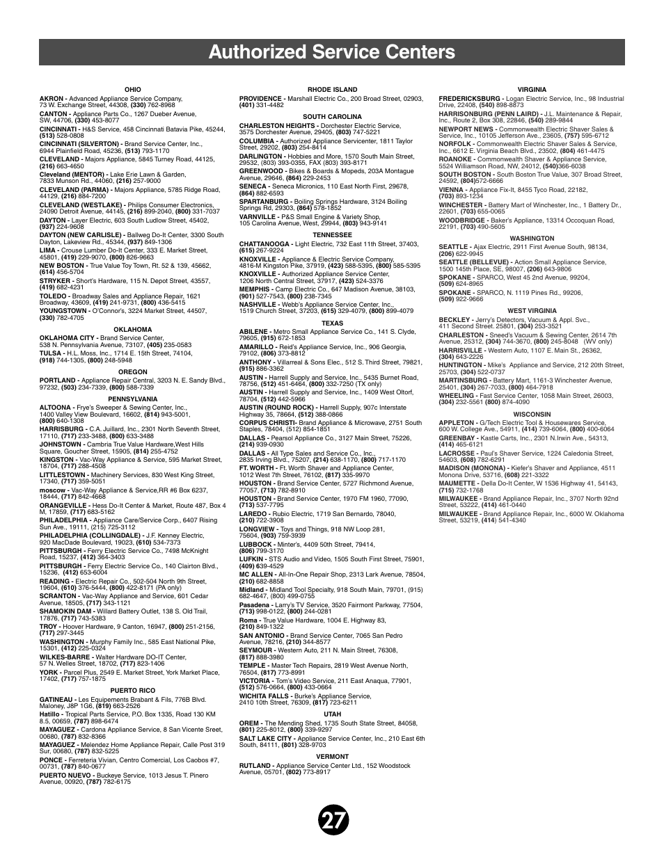 Authorized service centers | Fisher-Price 74765 User Manual | Page 27 / 28