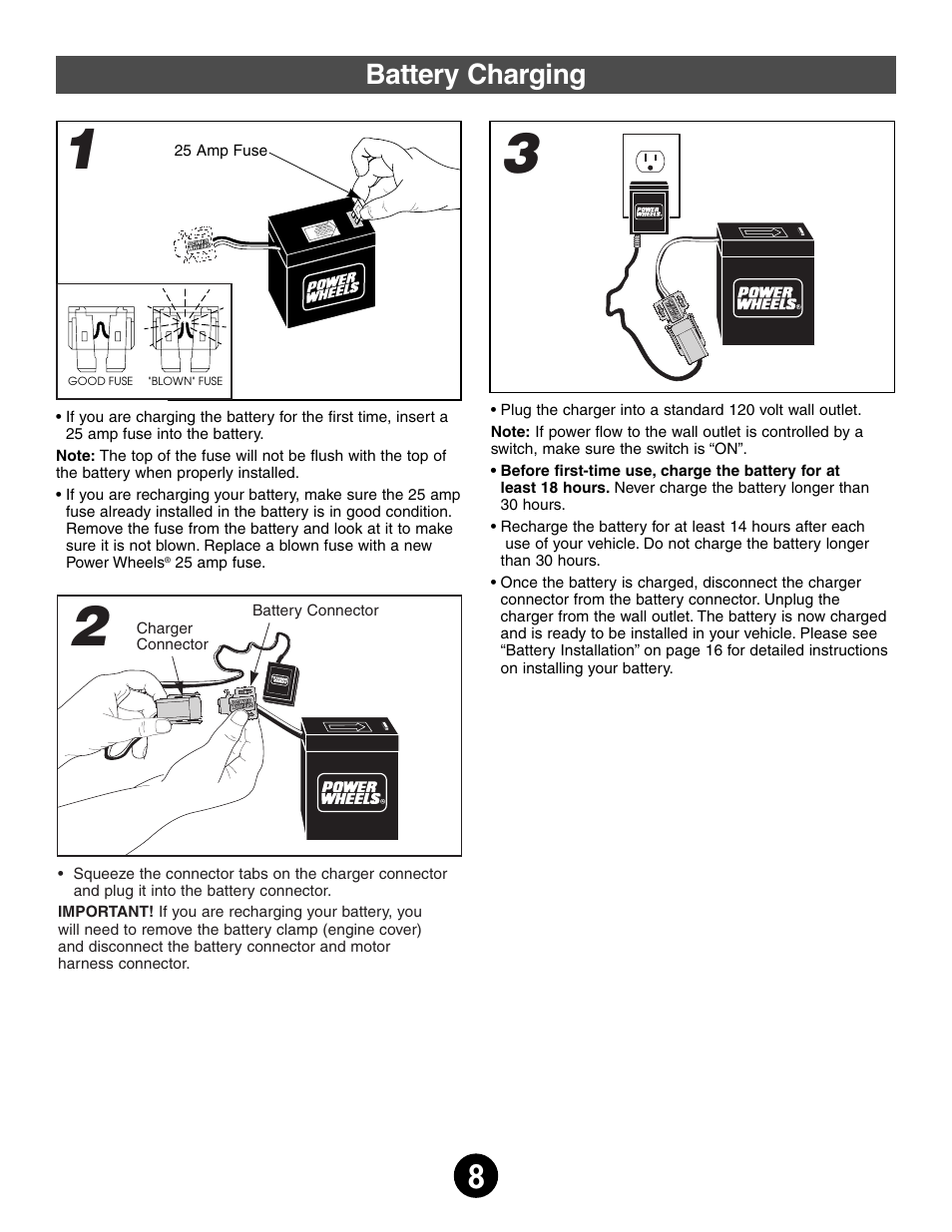 Battery charging | Fisher-Price 74765 User Manual | Page 8 / 28