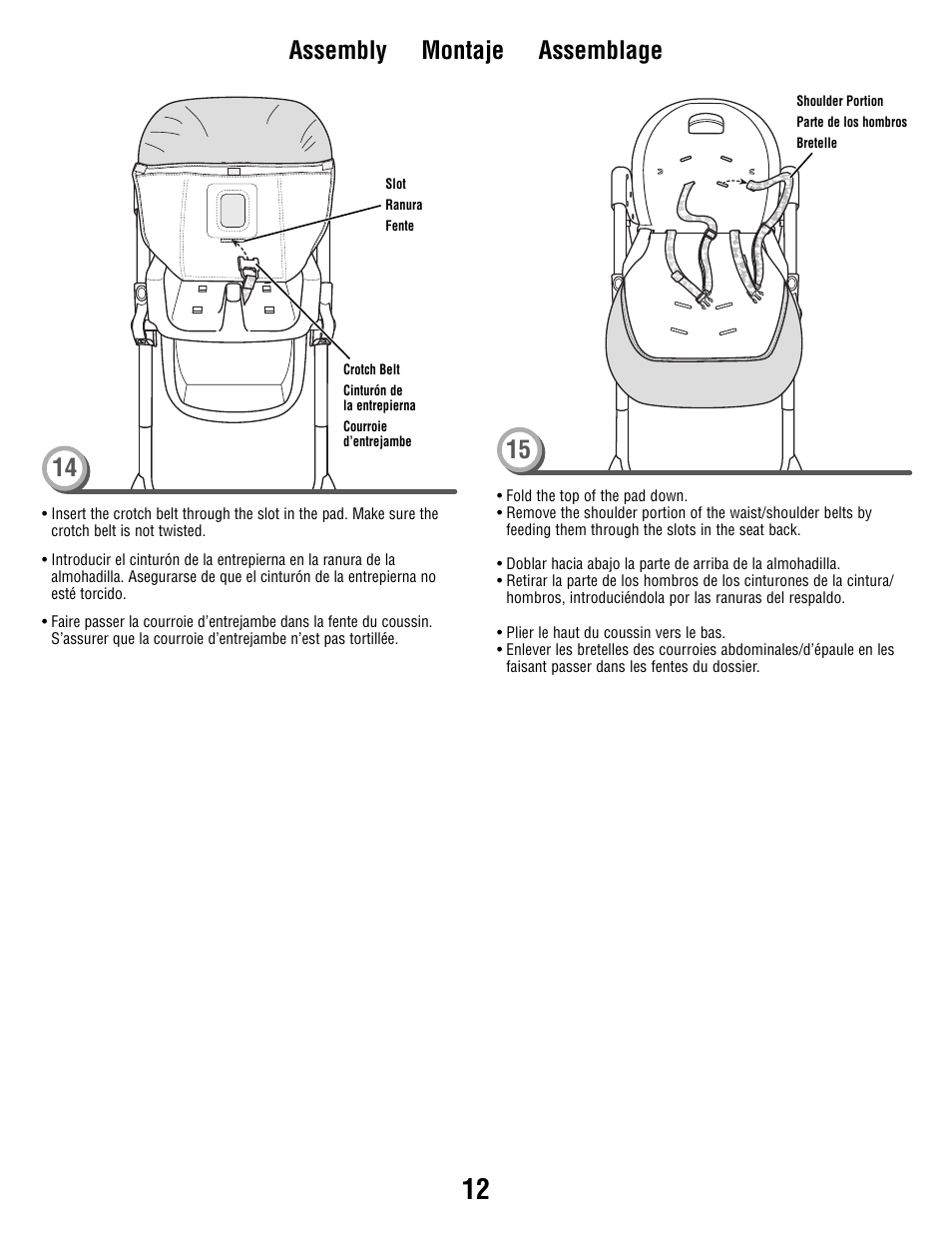 Assembly montaje assemblage | Fisher-Price Secure Child System V8606 User Manual | Page 12 / 24