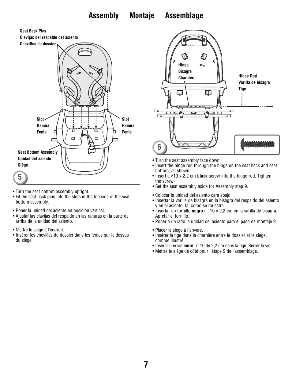 Assembly montaje assemblage 5 6 | Fisher-Price Secure Child System V8606 User Manual | Page 7 / 24