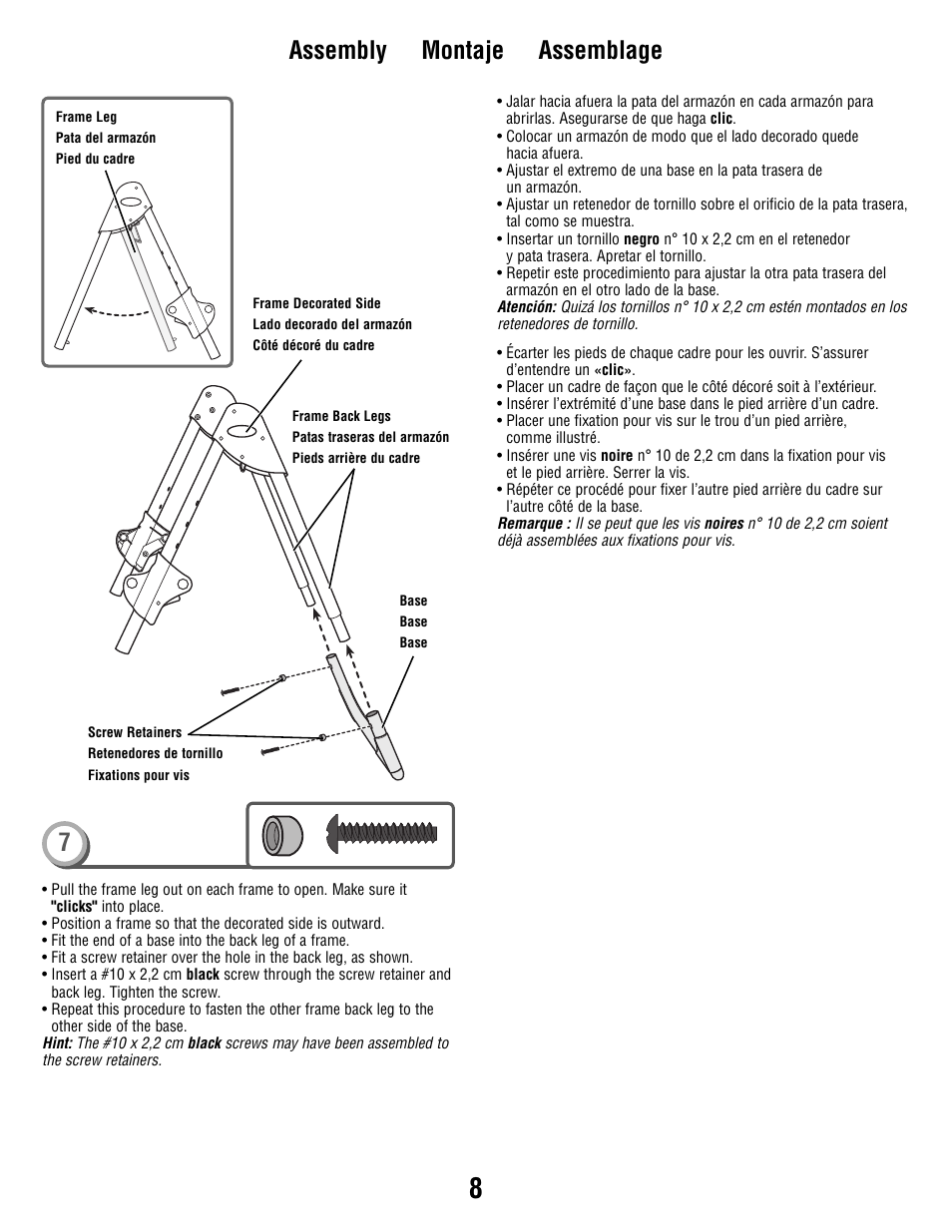 Assembly montaje assemblage 7 | Fisher-Price Secure Child System V8606 User Manual | Page 8 / 24