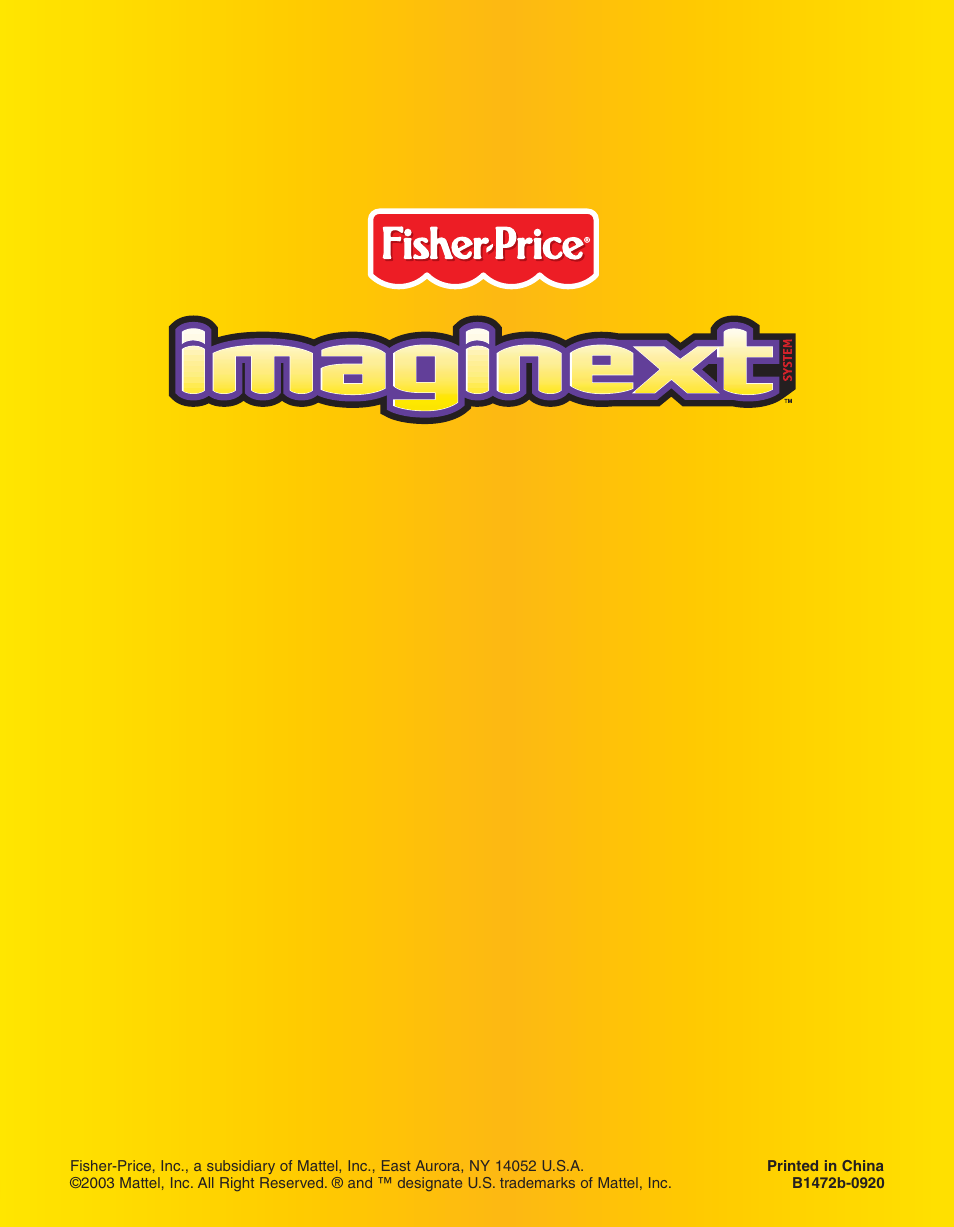 Fisher-Price IMAGINEXT B1472 User Manual | Page 8 / 8