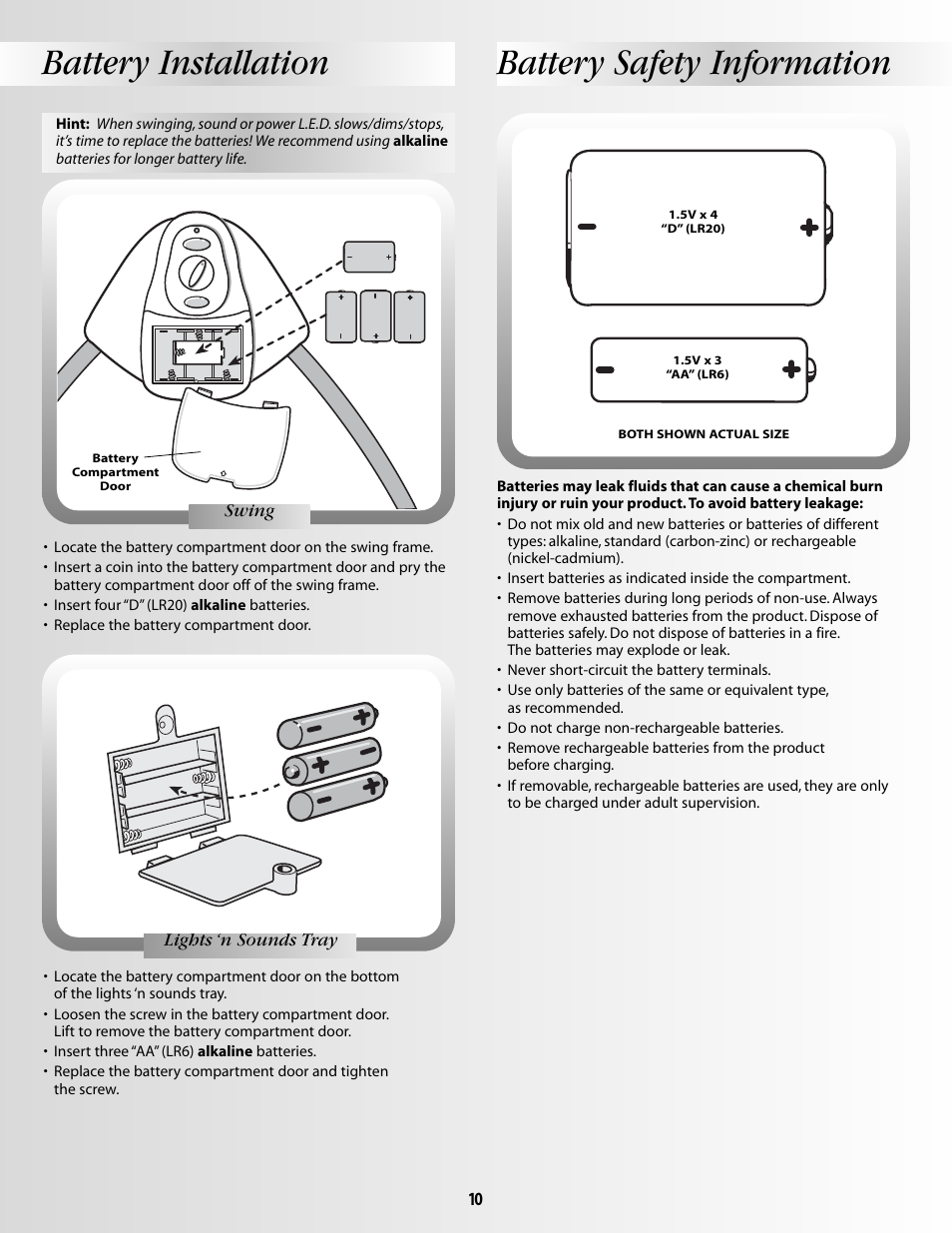 Battery installation battery safety information | Fisher-Price DELUXE SMART RESPONSE B2388 User Manual | Page 10 / 16