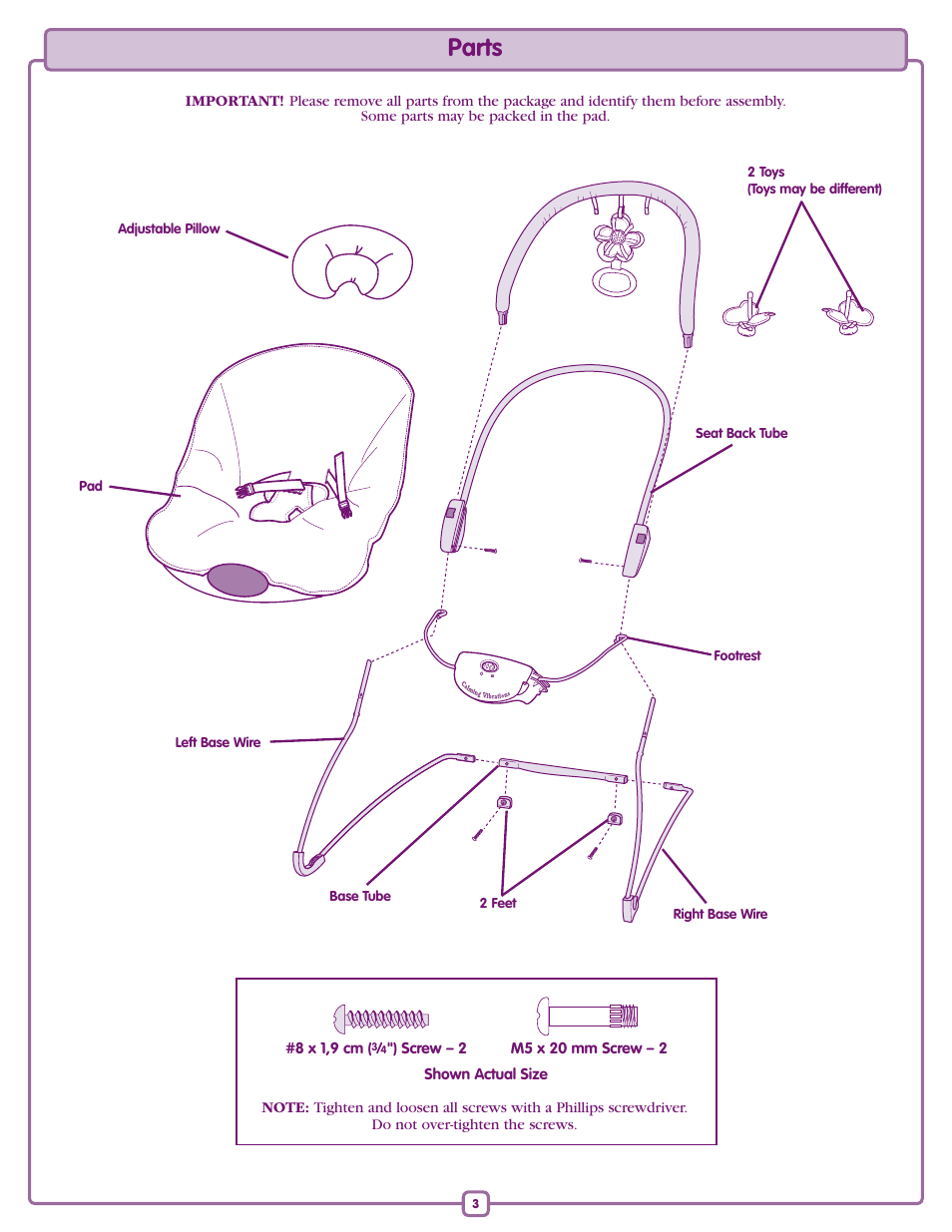 Parts | Fisher-Price L0538 User Manual | Page 3 / 8