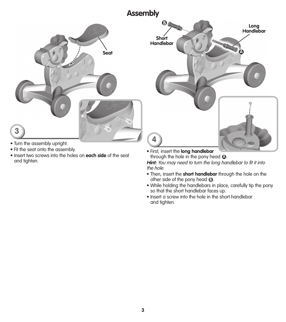 Assembly | Fisher-Price V7505 User Manual | Page 3 / 6