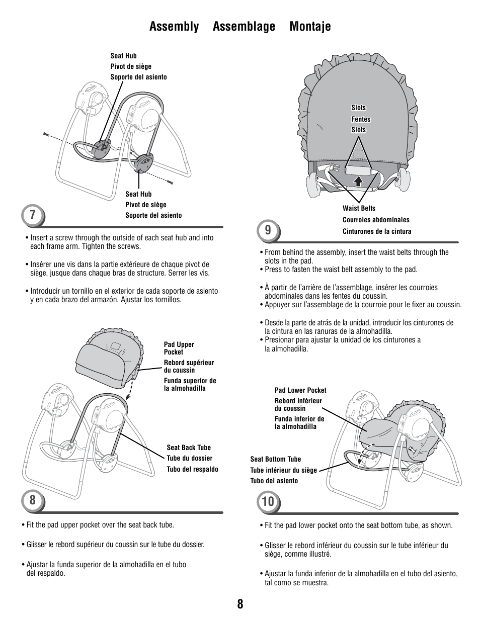 79 assembly assemblage montaje | Fisher-Price N9327 User Manual | Page 8 / 16