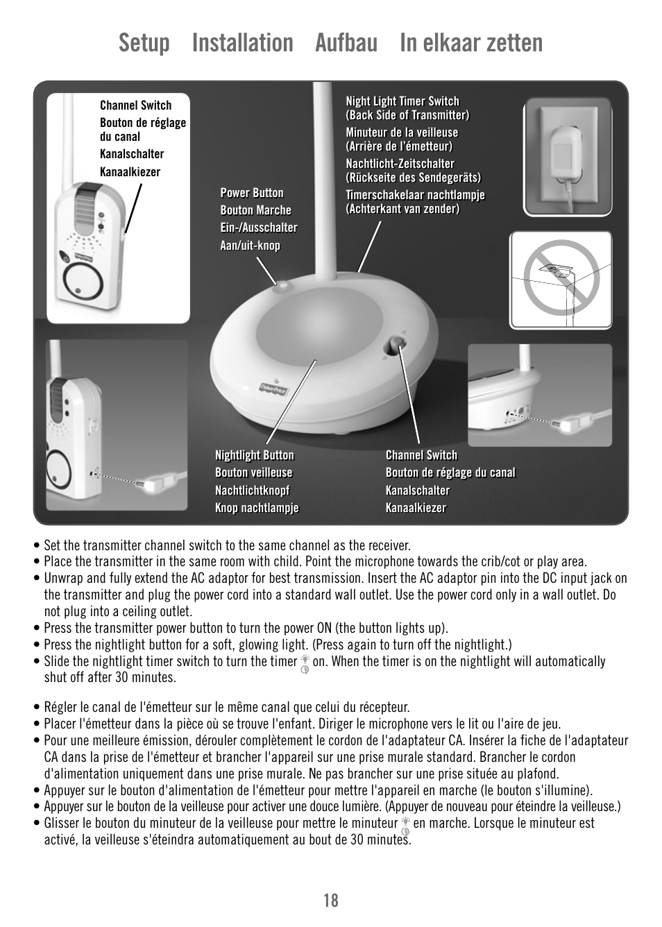 Setup installation aufbau in elkaar zetten | Fisher-Price V4341 User Manual | Page 18 / 96