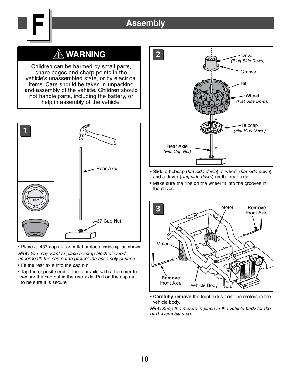 Assembly, Warning | Fisher-Price FIREROCK 73610 User Manual | Page 10 / 28