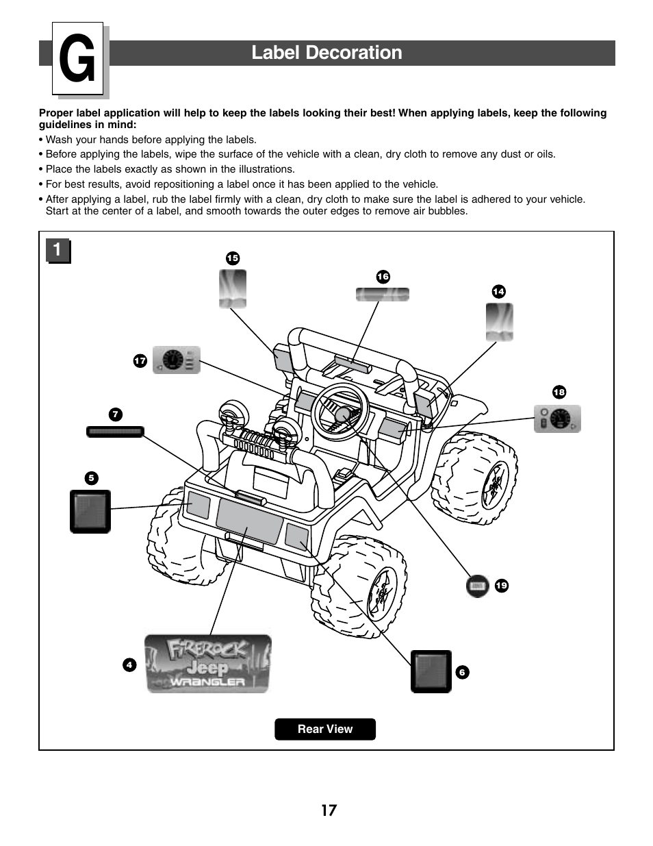 Label decoration | Fisher-Price FIREROCK 73610 User Manual | Page 17 / 28