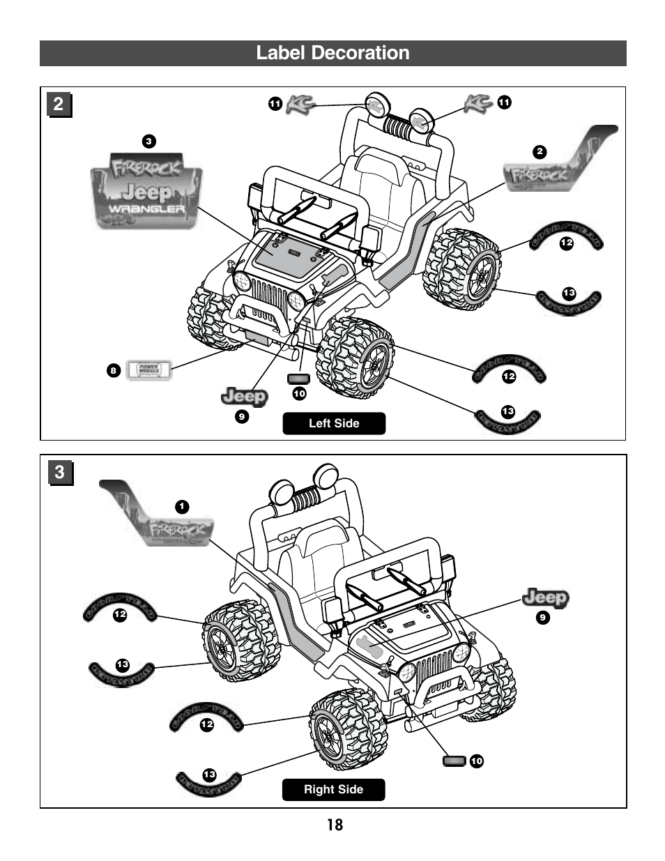 Label decoration | Fisher-Price FIREROCK 73610 User Manual | Page 18 / 28