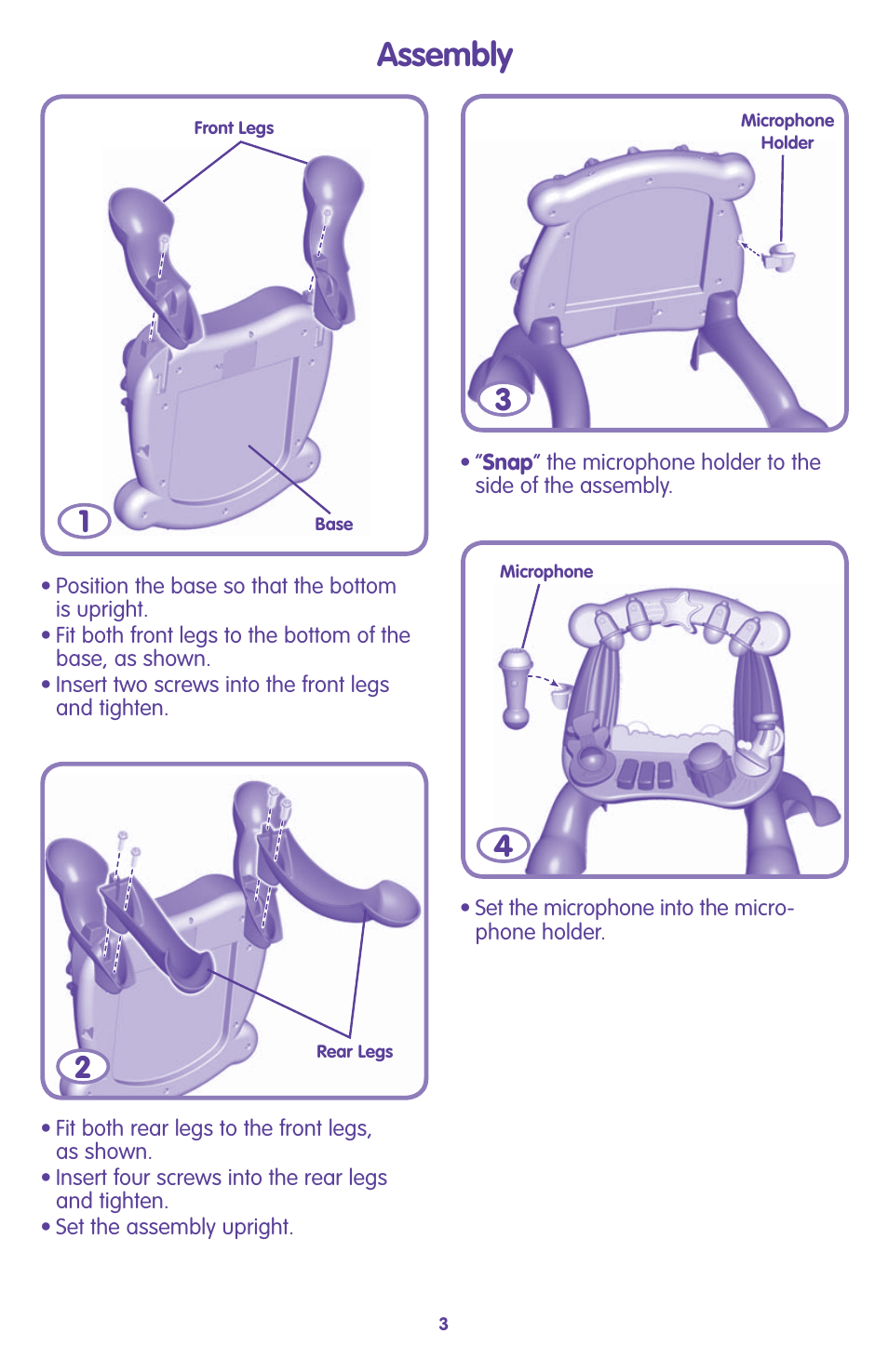 Assembly | Fisher-Price L4805 User Manual | Page 3 / 6