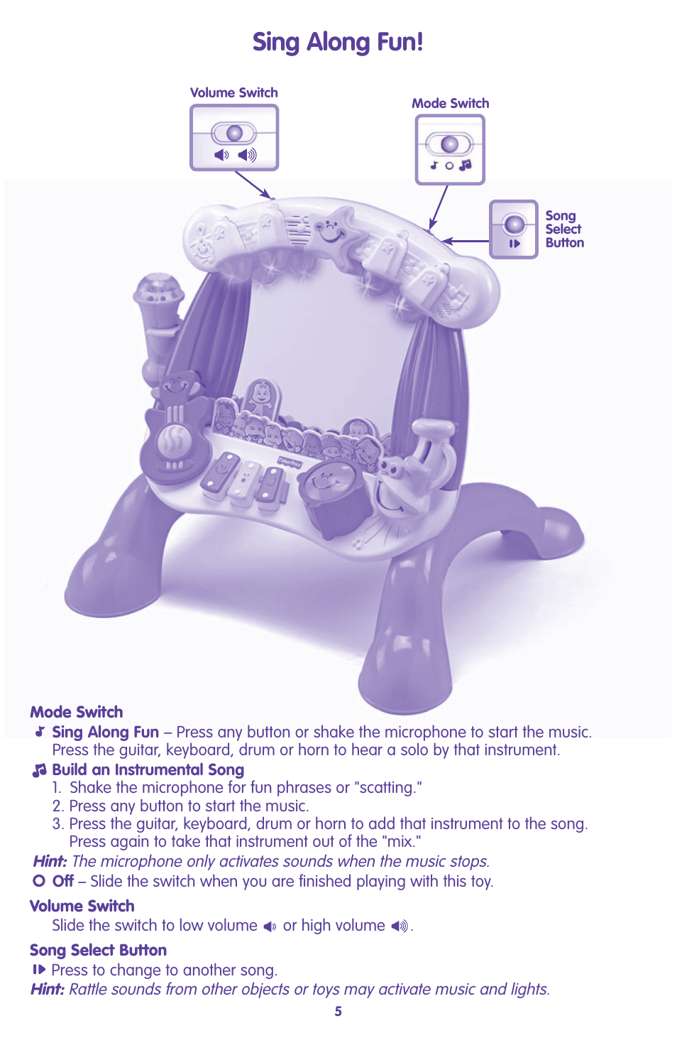 Sing along fun | Fisher-Price L4805 User Manual | Page 5 / 6