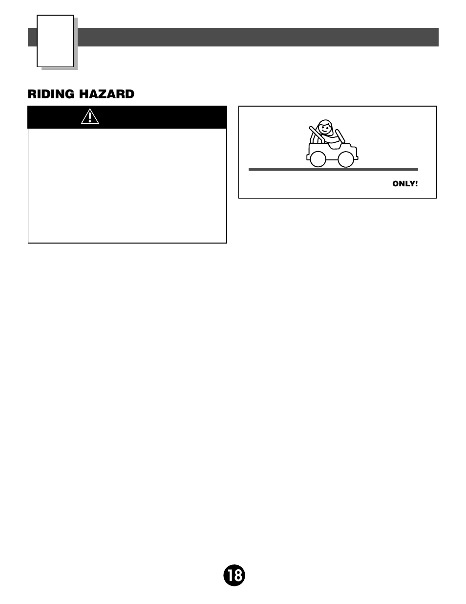 Rules for safe driving, Warning, Riding hazard | Fisher-Price 74598 User Manual | Page 18 / 28
