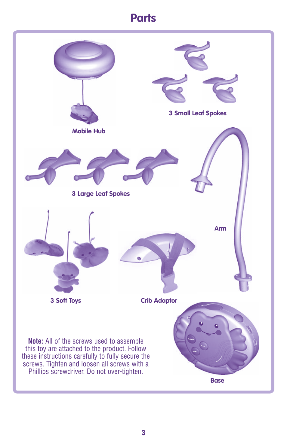 Parts | Fisher-Price M9970 User Manual | Page 3 / 12