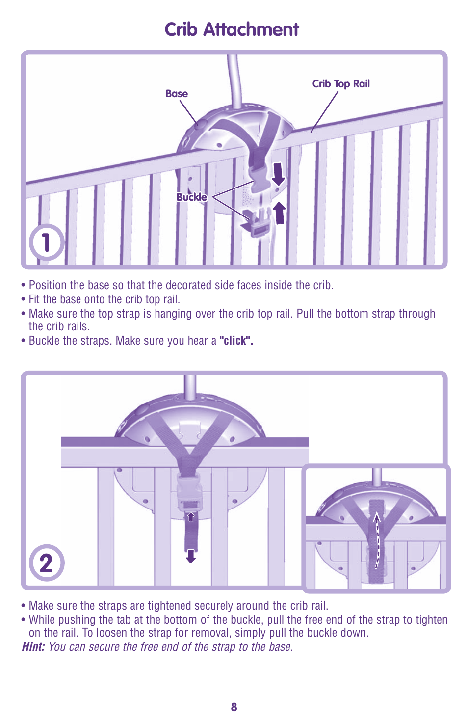 Crib attachment | Fisher-Price M9970 User Manual | Page 8 / 12