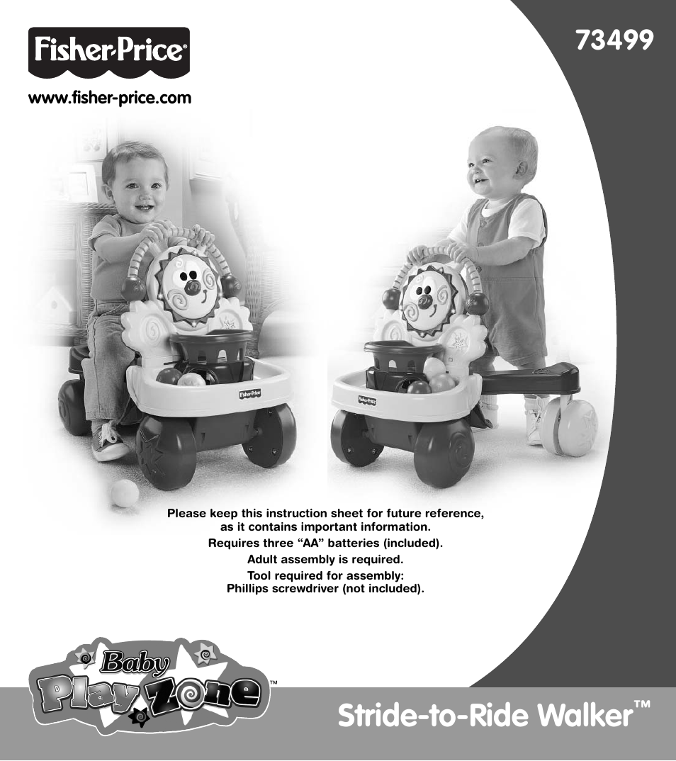 Fisher-Price STRIDE-TO-RIDE WALKER 73499 User Manual | 8 pages