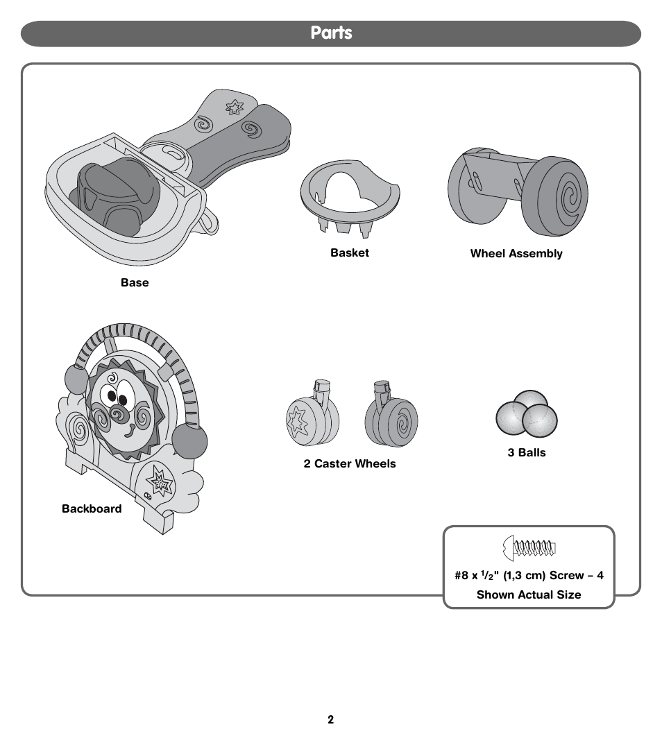 Parts | Fisher-Price STRIDE-TO-RIDE WALKER 73499 User Manual | Page 2 / 8