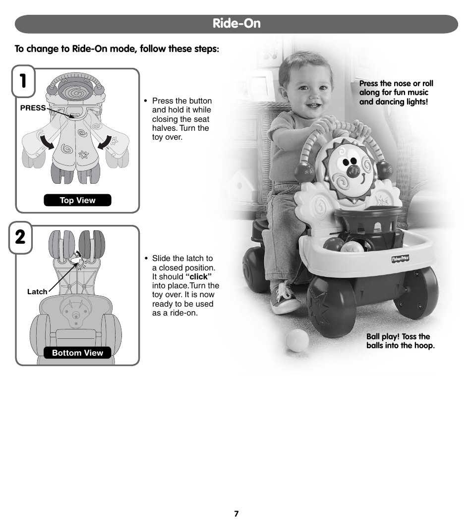 Ride-on | Fisher-Price STRIDE-TO-RIDE WALKER 73499 User Manual | Page 7 / 8