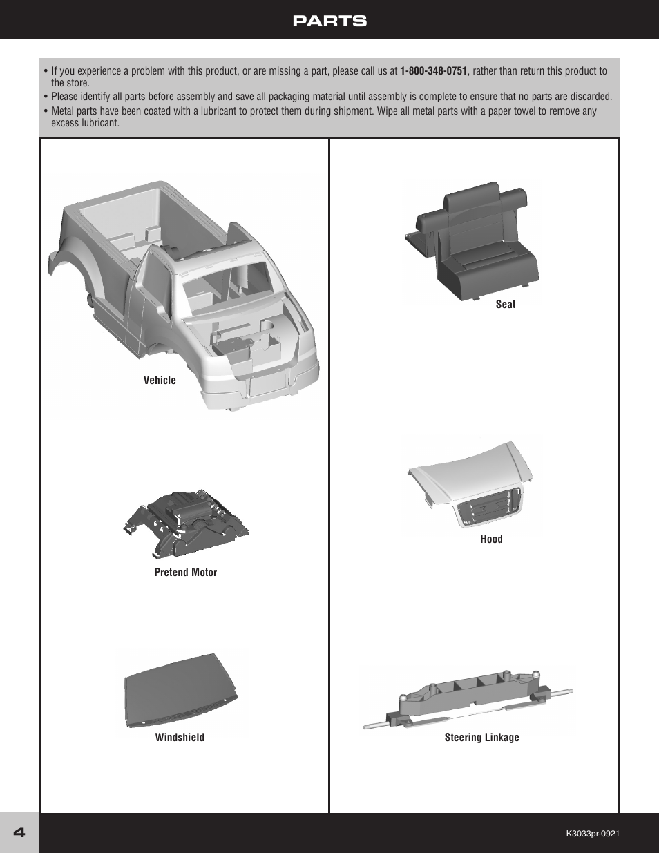 Parts | Fisher-Price POWER WHEELS F-150 User Manual | Page 4 / 28