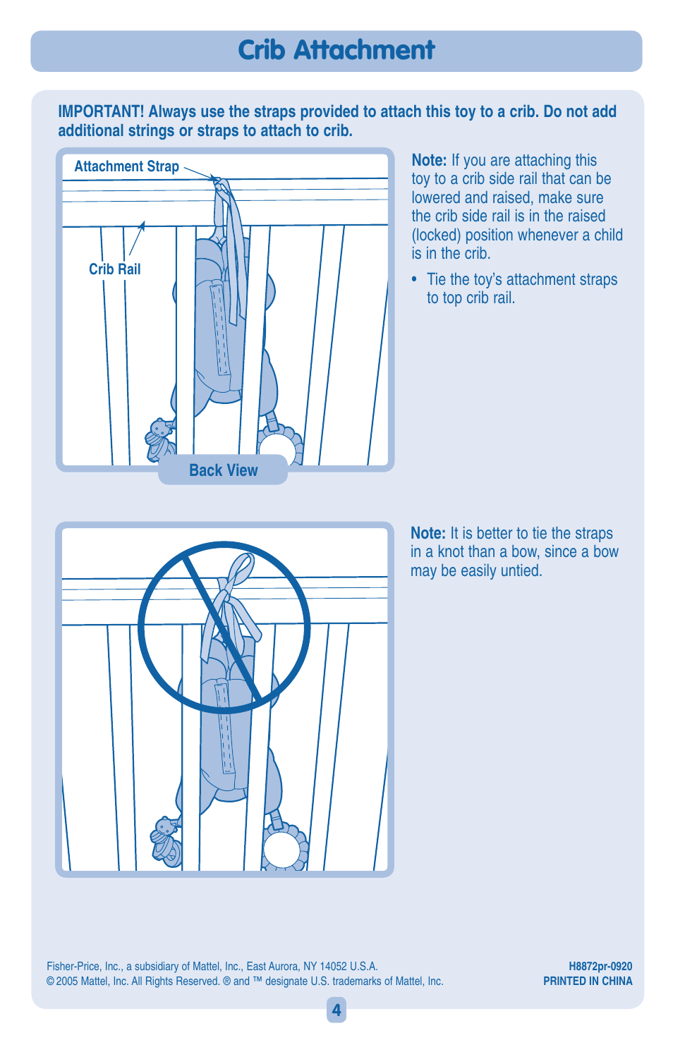 Crib attachment | Fisher-Price H8872 User Manual | Page 4 / 6