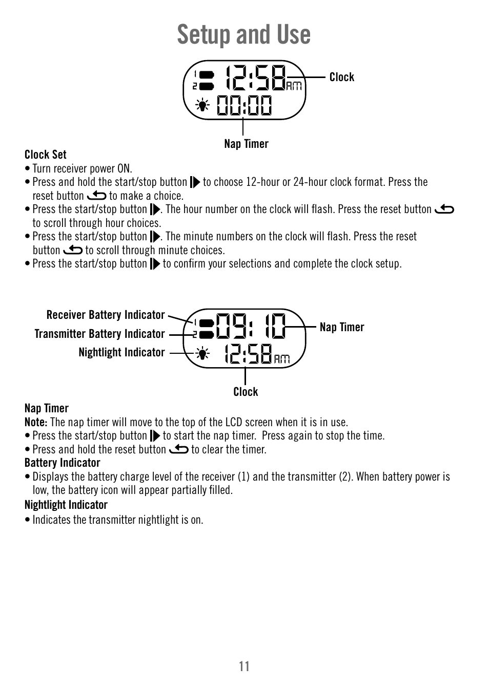 Setup and use | Fisher-Price T4840 User Manual | Page 11 / 16