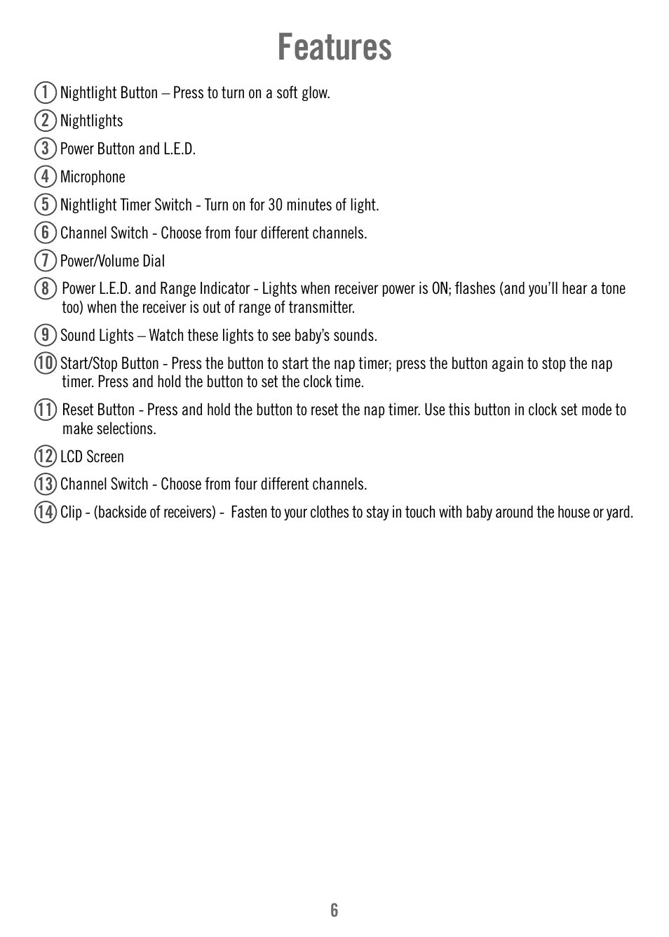Features | Fisher-Price T4840 User Manual | Page 6 / 16