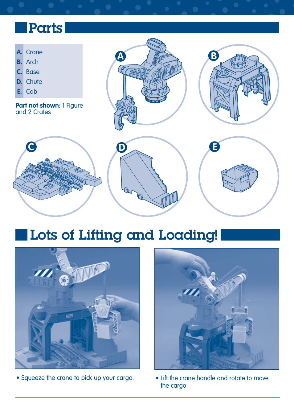 Parts, Lots of lifting and loading | Fisher-Price GEOTRAX L5891 User Manual | Page 2 / 4