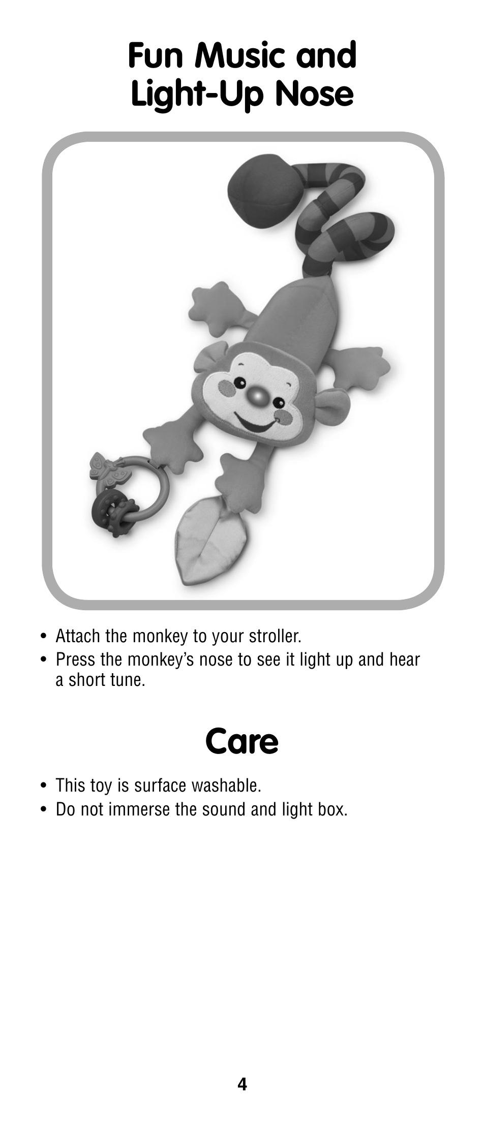 Fun music and light-up nose, Care | Fisher-Price N2541 User Manual | Page 4 / 6