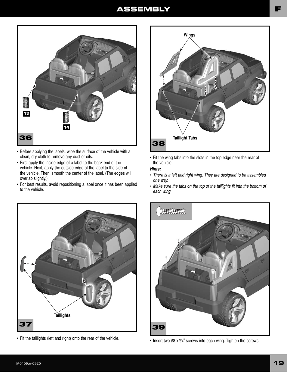 Assembly | Fisher-Price ESCALADE M0409 User Manual | Page 19 / 36