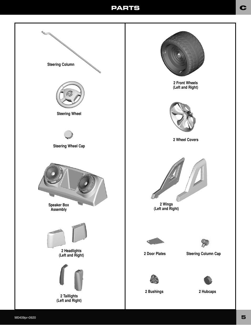Parts | Fisher-Price ESCALADE M0409 User Manual | Page 5 / 36
