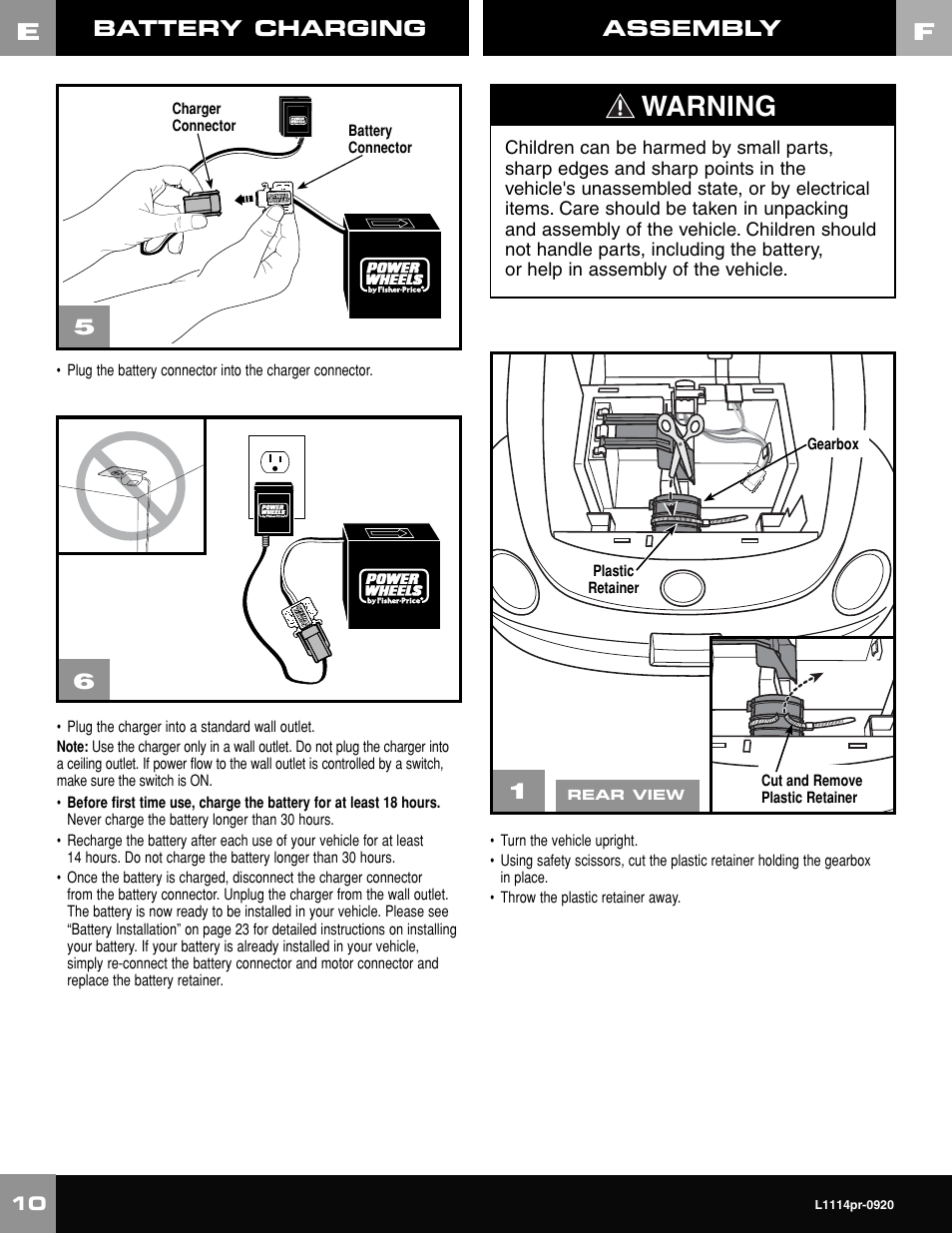 Warning, Assembly, Battery charging | Fisher-Price NEW BEETLE L1114 User Manual | Page 10 / 32