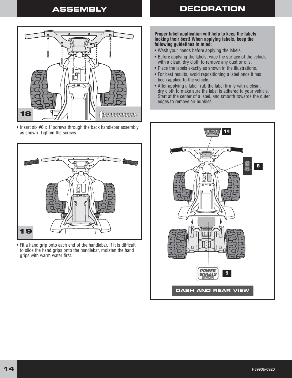 Assembly, 18 decoration | Fisher-Price P8990 User Manual | Page 14 / 24