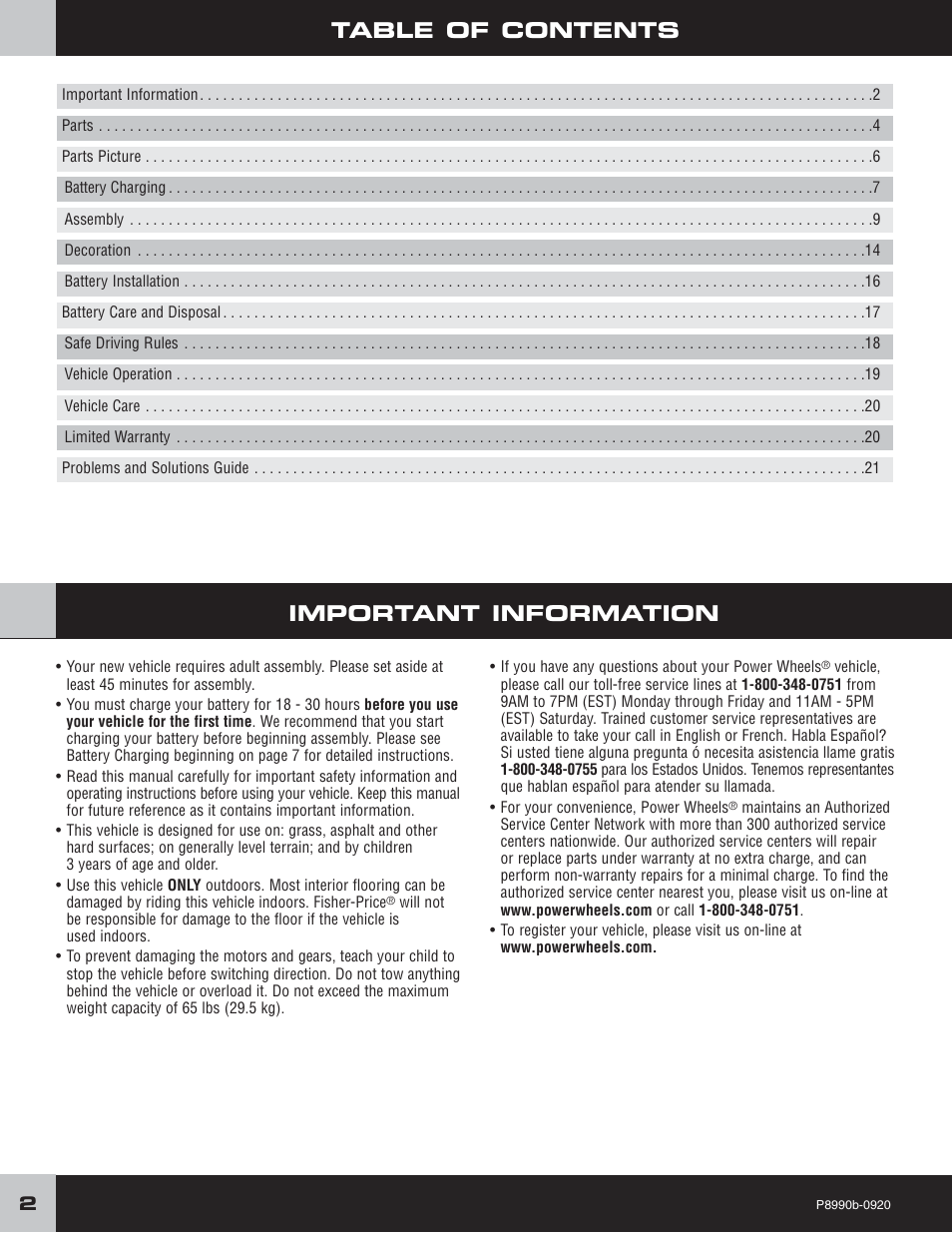 Fisher-Price P8990 User Manual | Page 2 / 24