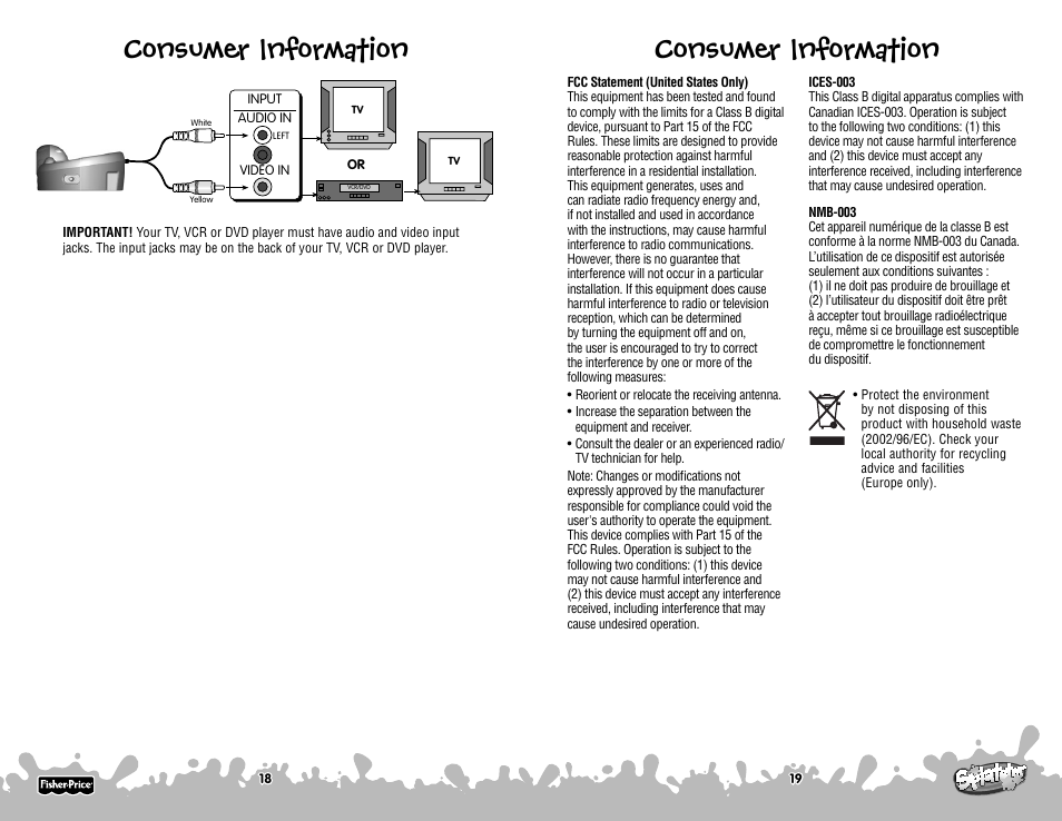 Consumer information | Fisher-Price P6843 User Manual | Page 10 / 10