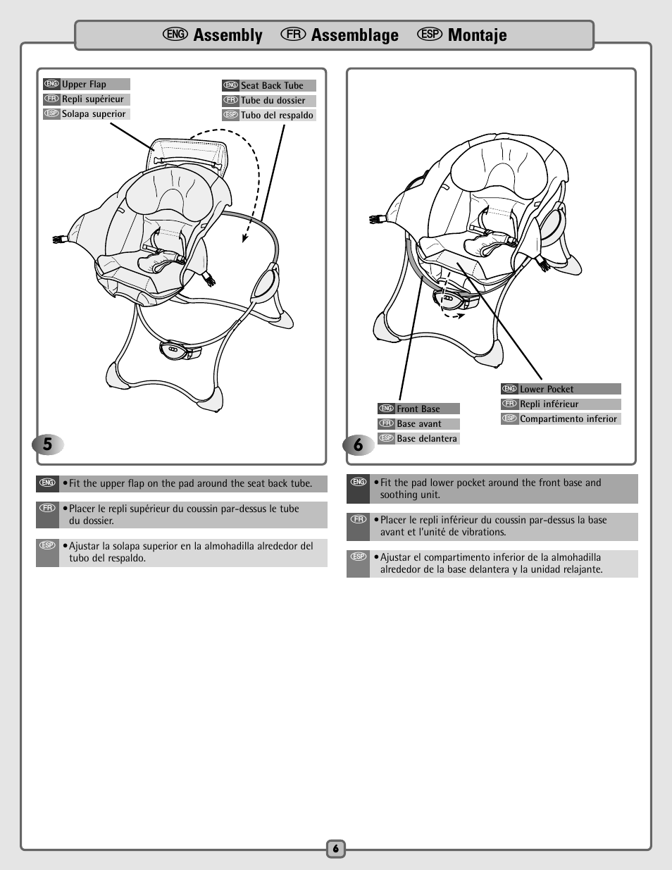 E assembly f assemblage s montaje | Fisher-Price B8786 User Manual | Page 6 / 16