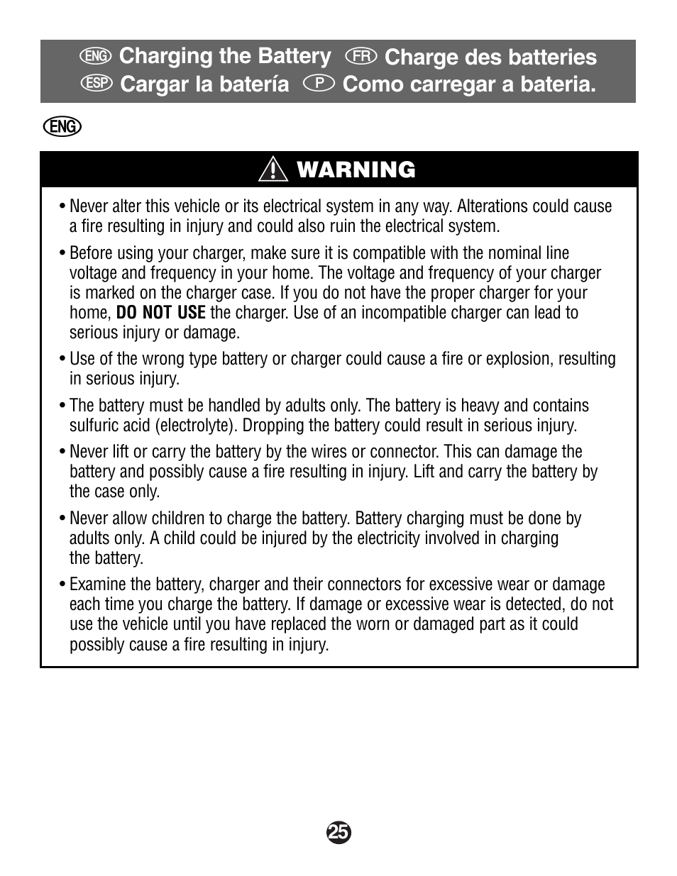 Warning | Fisher-Price Automobile Parts User Manual | Page 25 / 48