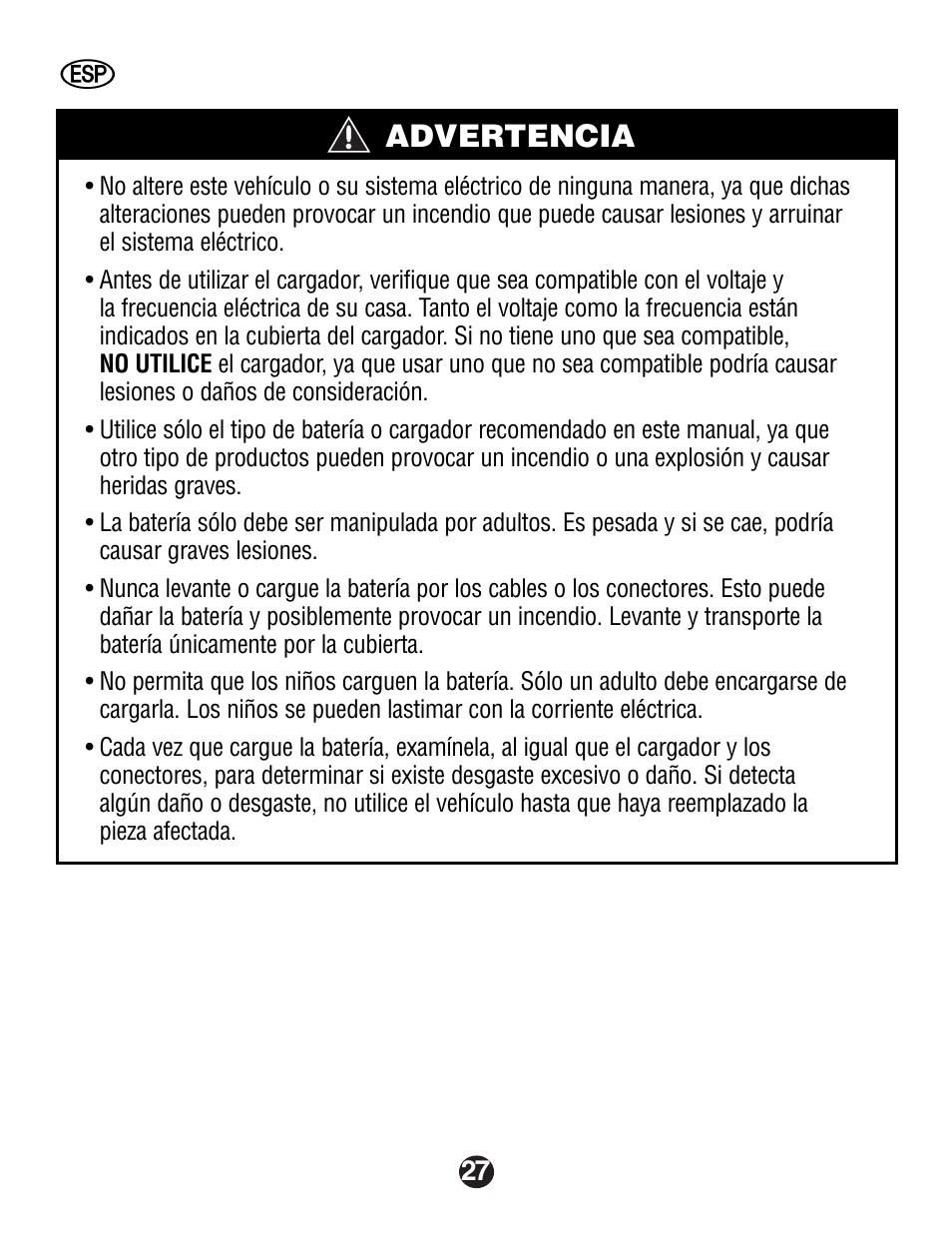 Advertencia | Fisher-Price Automobile Parts User Manual | Page 27 / 48