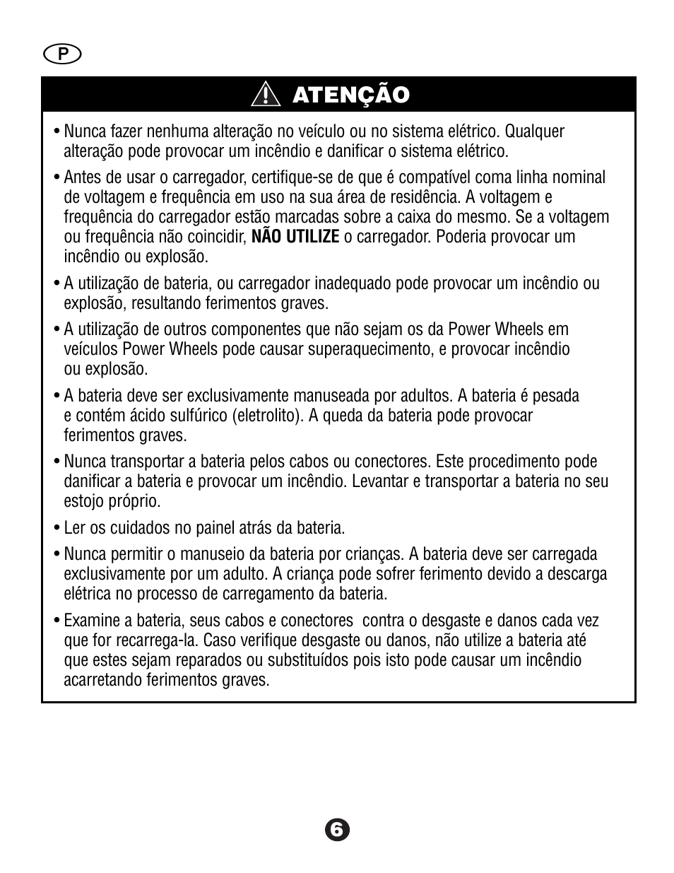 Atenção | Fisher-Price Automobile Parts User Manual | Page 6 / 48