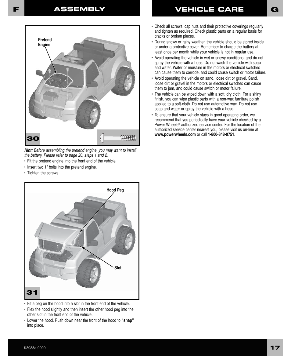 Assembly, 30 31 vehicle care | FORD CRAFTSMAN F-150 User Manual | Page 17 / 28