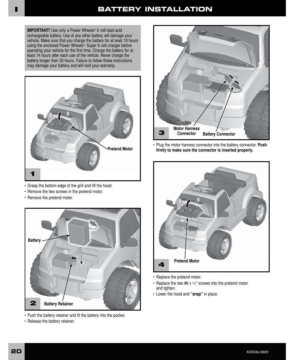 Battery installation | FORD CRAFTSMAN F-150 User Manual | Page 20 / 28