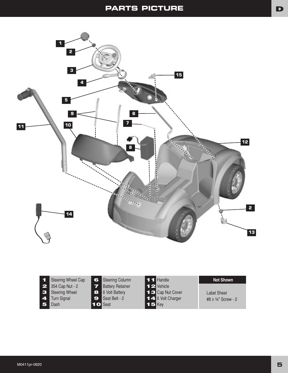 Parts picture | Fisher-Price M0411 User Manual | Page 5 / 20