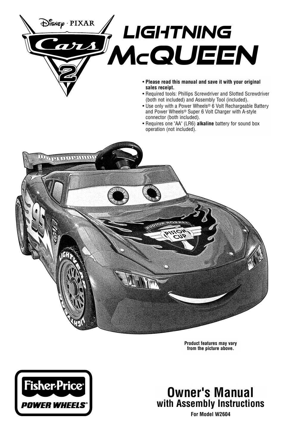 Fisher-Price Disney PIXAR Cars 2 Lighting McQueen W2604 User Manual | 20 pages