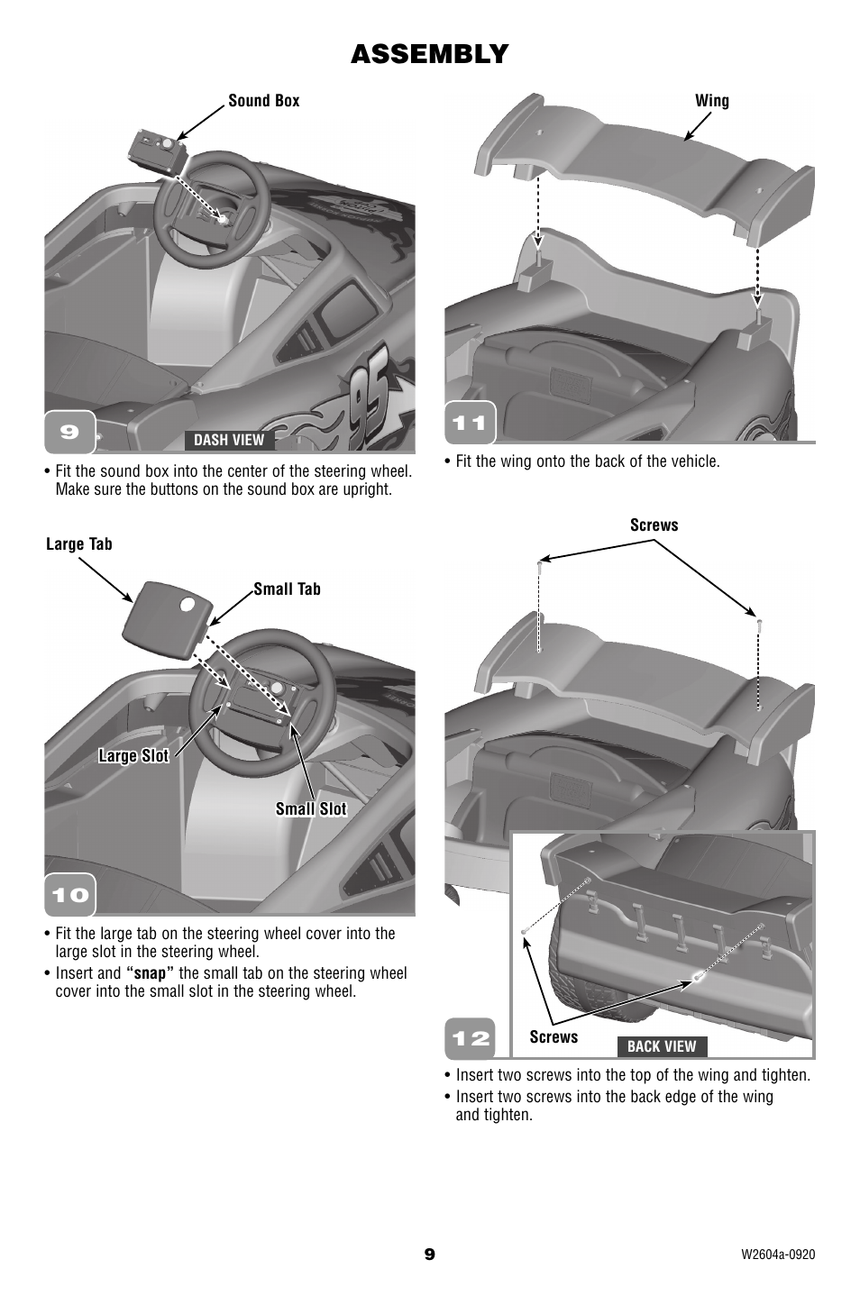 Assembly | Fisher-Price Disney PIXAR Cars 2 Lighting McQueen W2604 User Manual | Page 9 / 20