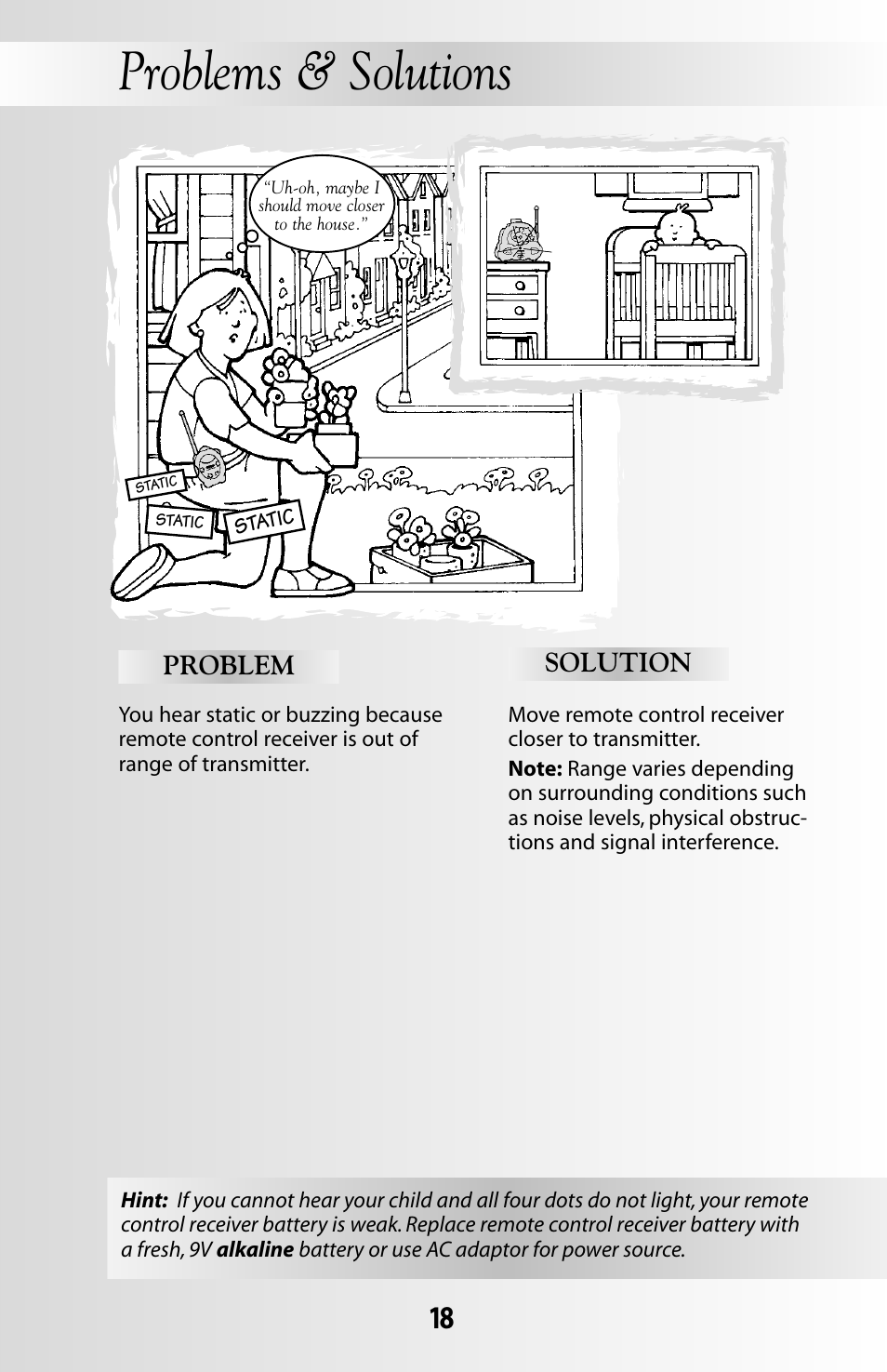 Problems & solutions | Fisher-Price SOOTHING DREAMS 71597 User Manual | Page 18 / 20