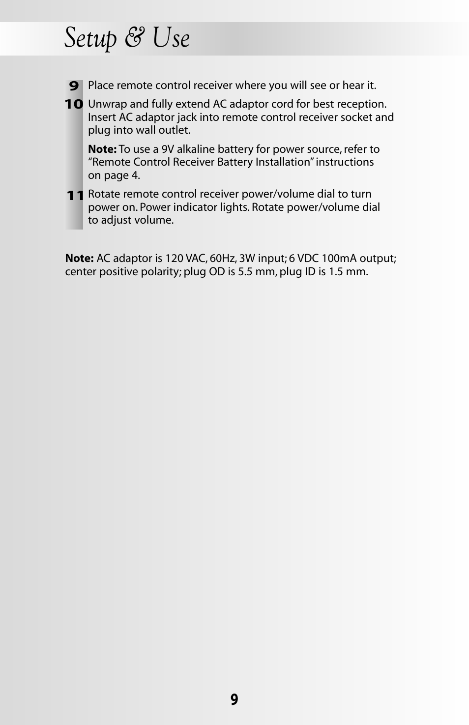 Setup & use | Fisher-Price SOOTHING DREAMS 71597 User Manual | Page 9 / 20